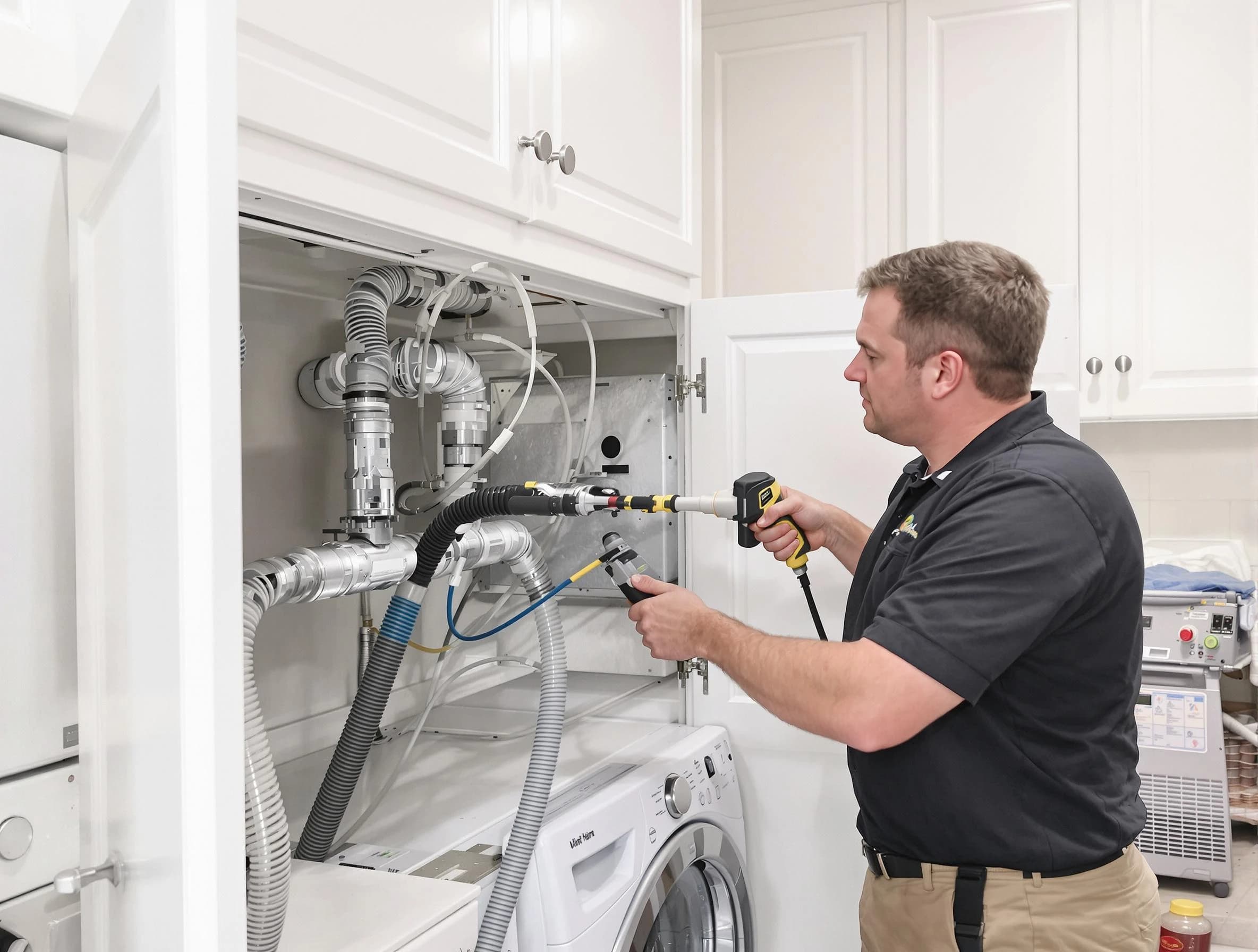 New River Dryer Vent Cleaning professional removing severe blockage from a clogged dryer vent in New River