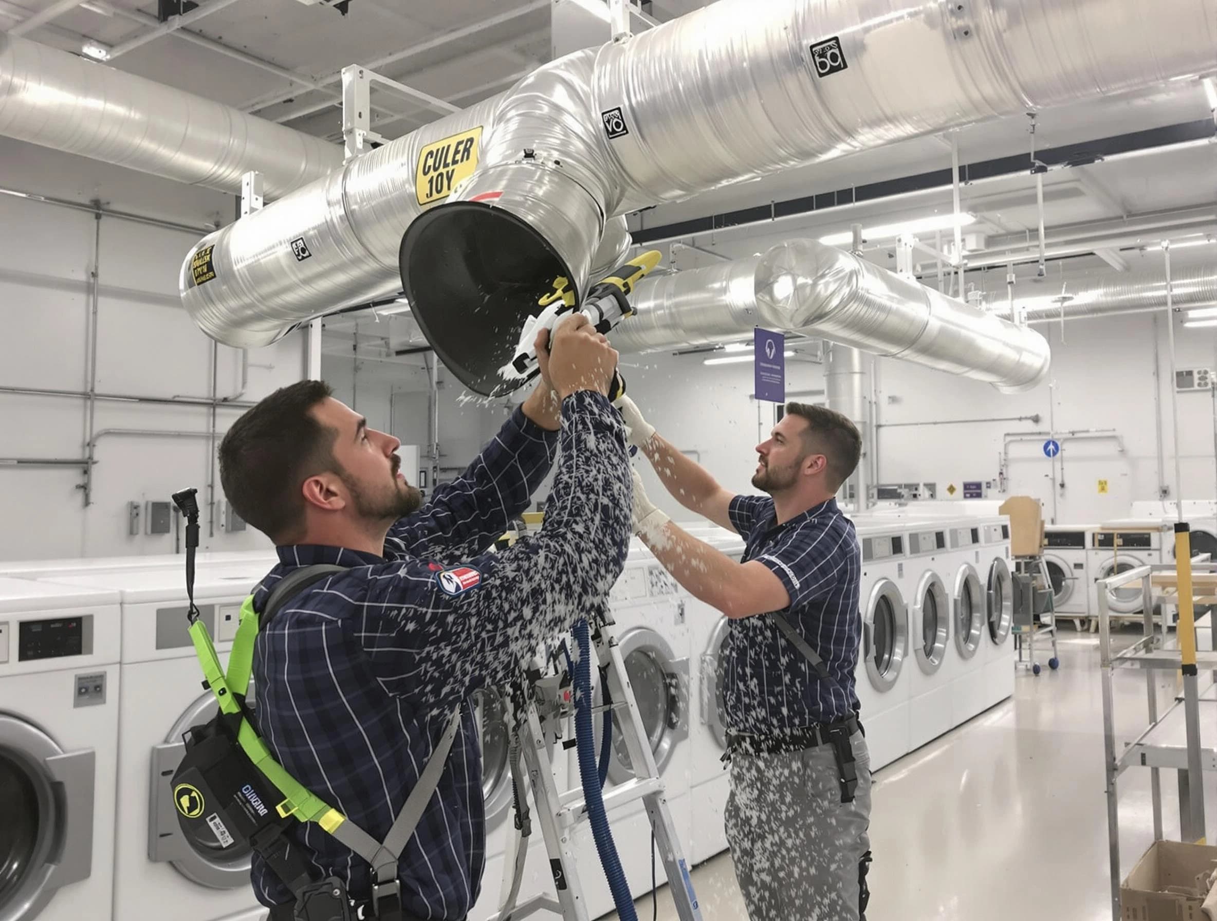 New River Dryer Vent Cleaning team performing large-scale commercial dryer vent cleaning in New River
