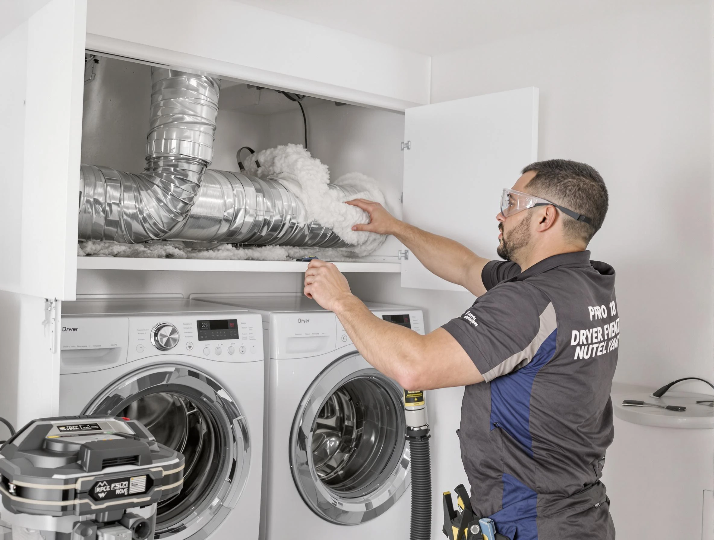 New River Dryer Vent Cleaning certified technician performing specialized gas dryer vent cleaning in New River