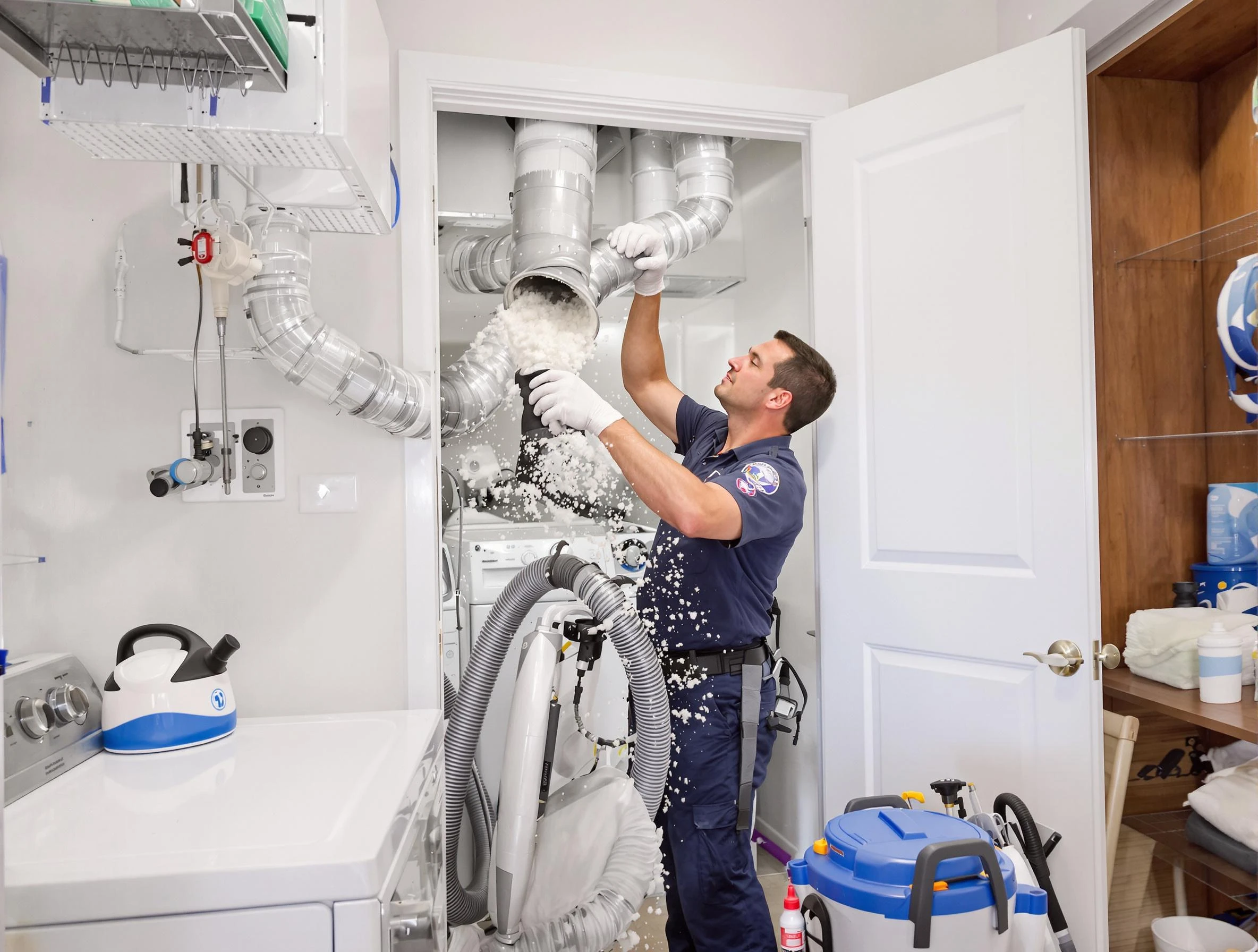 New River Dryer Vent Cleaning technician delivering thorough residential dryer vent cleaning service in New River